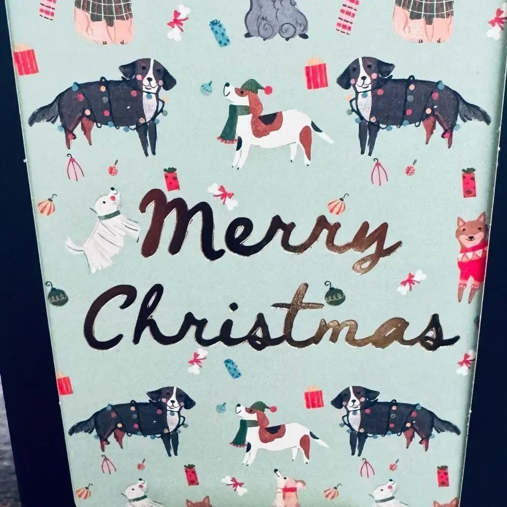 Eleanor Stuart Christmas Holiday Dogs Metallic Greeting Cards